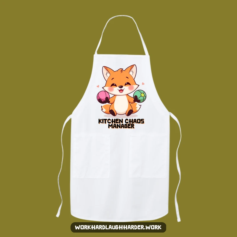 Funny Fox Juggling Apron: Hilarious Kitchen Art, Perfect for Chefs and Home Cooks