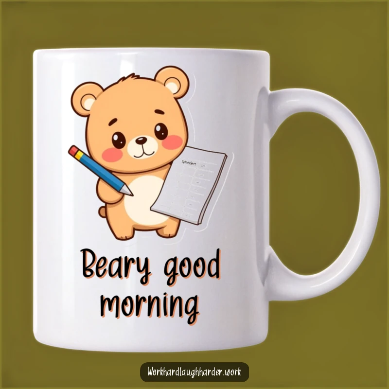 Funny Bear Cub Spreadsheet Mug - Cute Cartoon Art for Office Humor