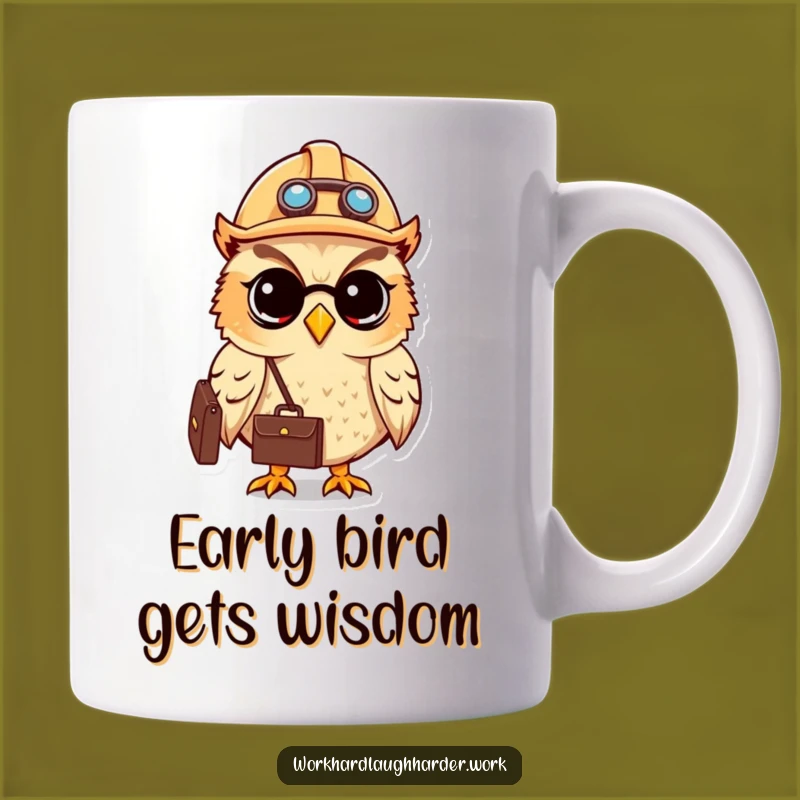 Funny Owl Hard Hat Mug - Ambitious Cartoon Art for a Go-Getter Gift