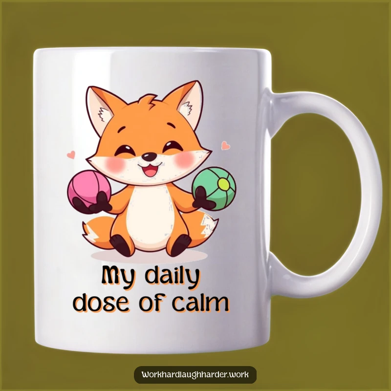 Funny Fox Juggling Gift Mug: Hilarious Stress Relief Art, Perfect for Fox Lovers