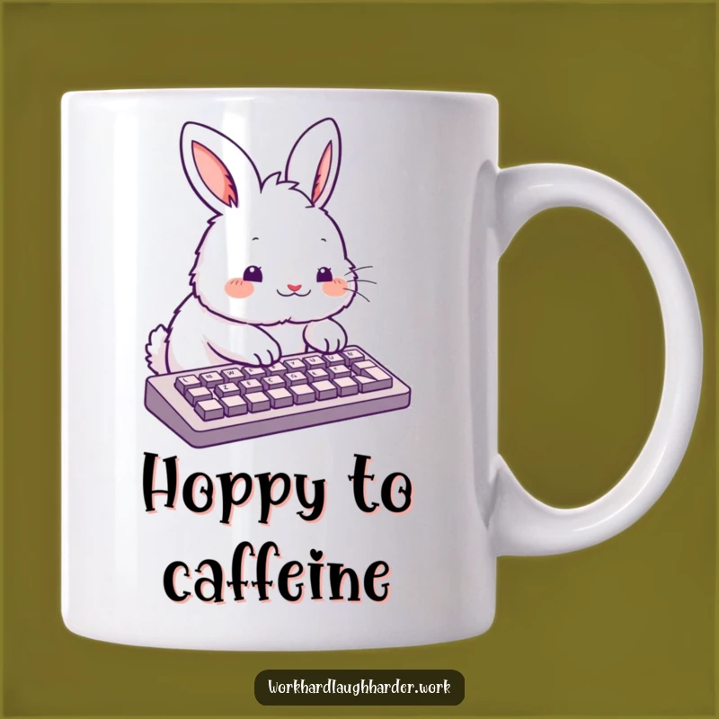 Funny Rabbit Keyboard Mug - Cute Cartoon Art for Tech Enthusiasts