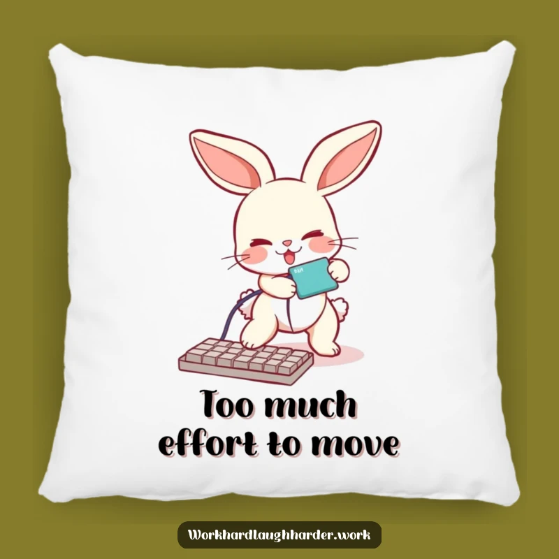 Funny Bunny Tripping Cable Pillow: Comfy & Comical Tech Decor