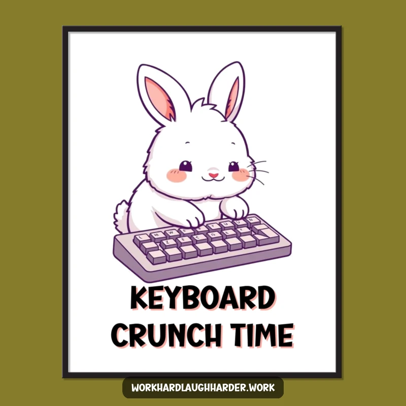 Funny Rabbit Keyboard Digital Art - Instant Download Art for a Digital Space