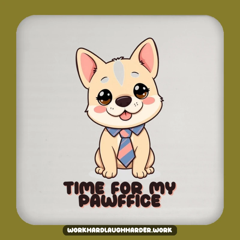 Funny Dog Tie Askew Coaster - Comical Canine Protection, Perfect Funny Gift