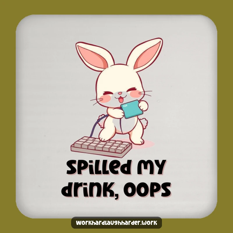 Funny Bunny Tripping Cable Coaster: Protect Surfaces with Humor