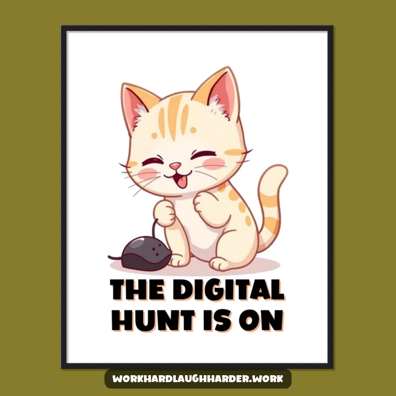 Funny Cat Mouse Cursor Poster: Playful Tech Art Decor