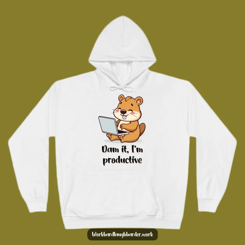 Funny Beaver Typing Laptop Hoodie: Cozy & Productive Workwear