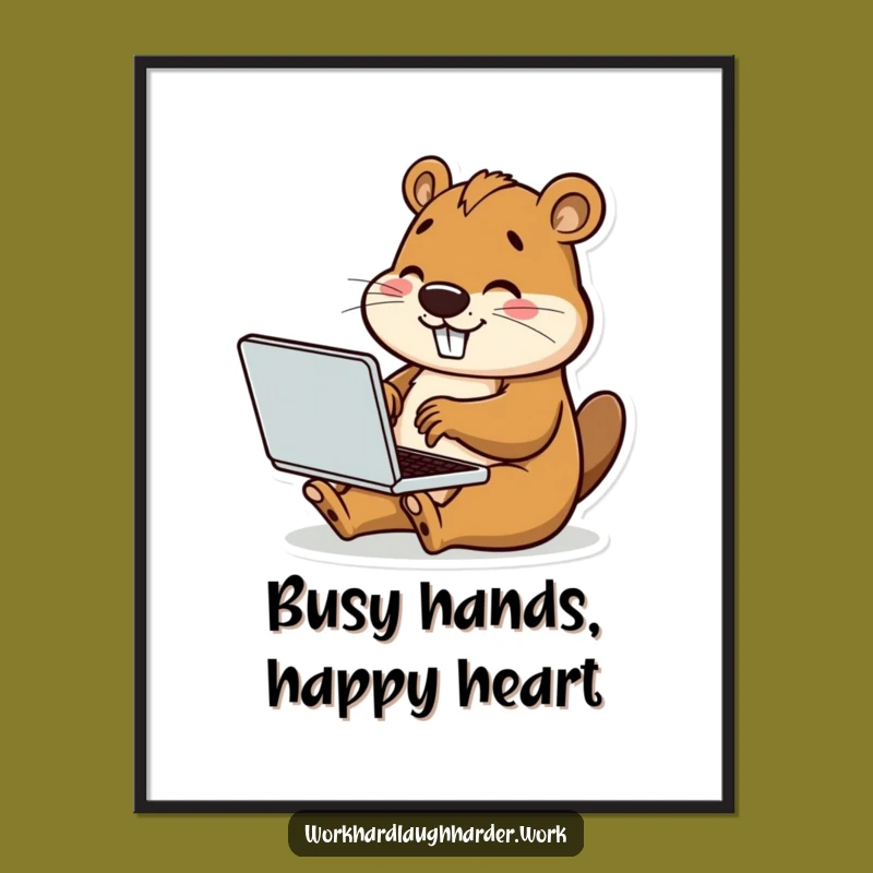 Funny Free Printable Beaver Art - Tiny Tech Enthusiast Decor Downloadable