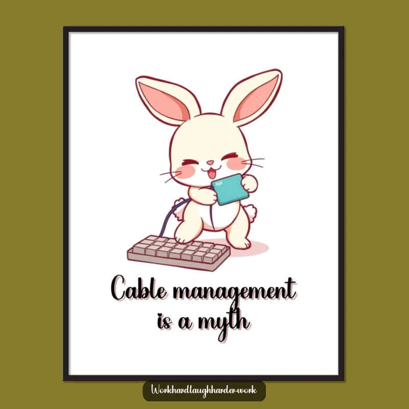 Funny Free Printable Bunny Art - Tripping Hazard Decor Downloadable