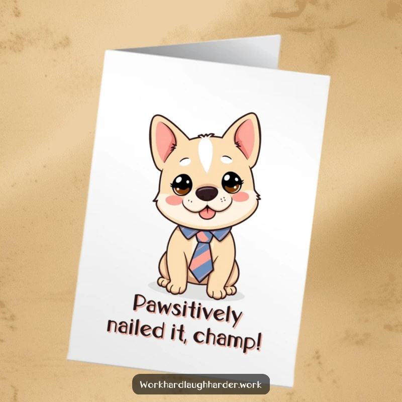 Funny Free Printable Congratulations Card with a dapper dog sporting a comically askew tie.