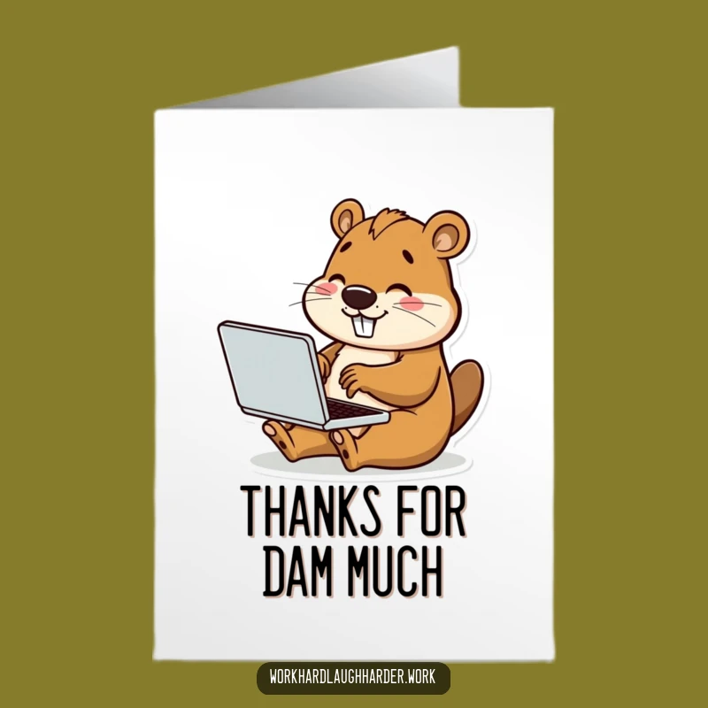 Free Printable Beaver Thank You Card - Busy Typing Gratitude Downloadable