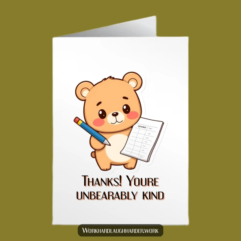 Free Printable Thank You Card: Bear Cub's Data Gratitude - Heartfelt Downloadable Gift