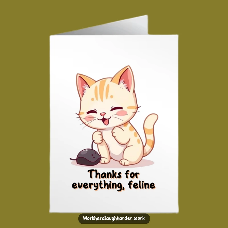 Free Printable Cat Thank You Card - Cursor Chase Gratitude Downloadable