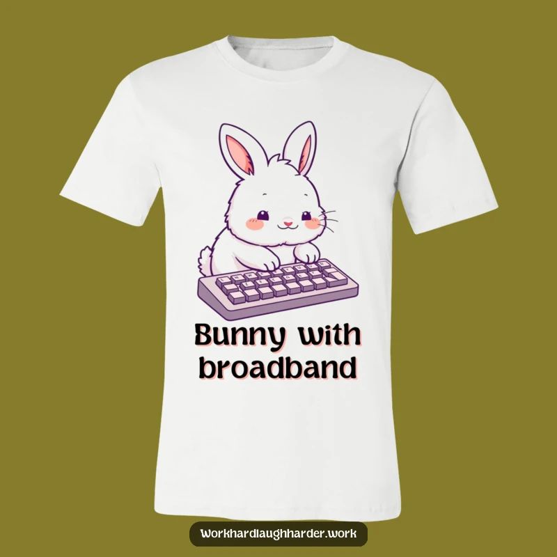 Funny Rabbit Keyboard T-Shirt - Cute Cartoon Graphic Tee for Digital Natives