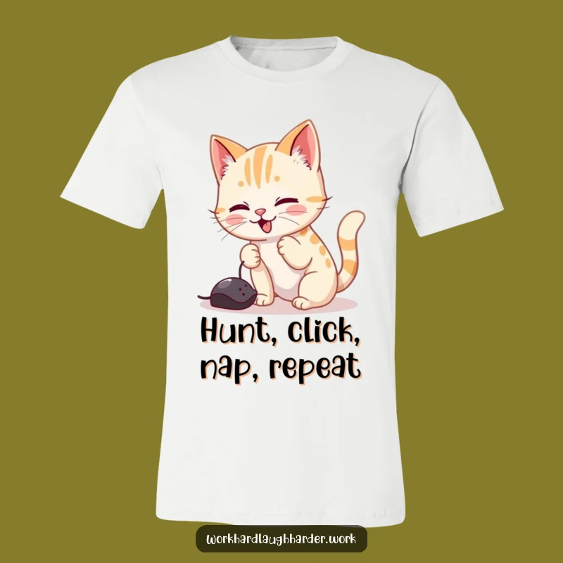 Funny Cat Mouse Cursor T-Shirt: Playful Tech Chase Tee