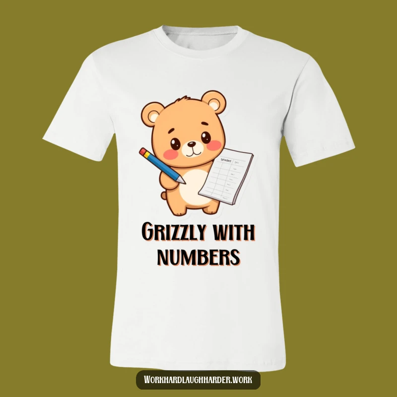 Funny Bear Cub Spreadsheet T-Shirt - Cute Cartoon Graphic Tee for Numbers Nerds