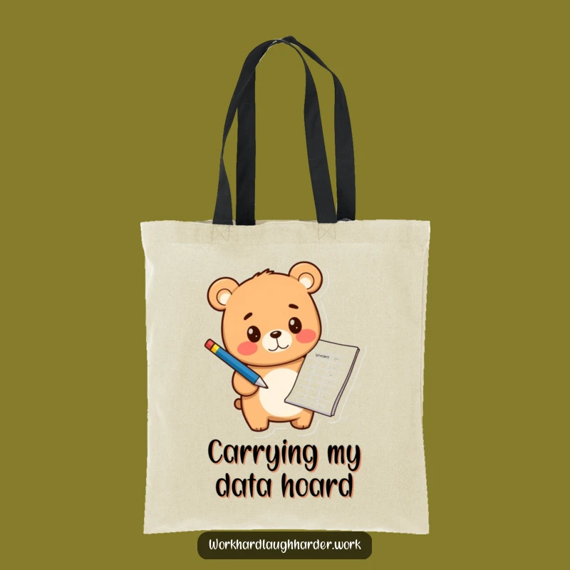Funny Bear Cub Spreadsheet Tote Bag - Durable Canvas Bag for Office Essentials